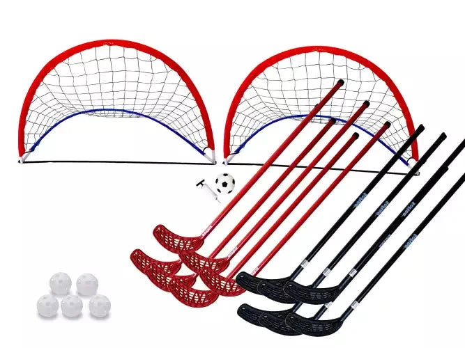 Kit de hockey/floorball - 6 crosses, lot de 5 balles et buts