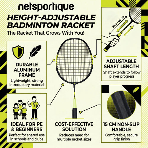 Lot de 4 raquettes de badminton réglables en hauteur