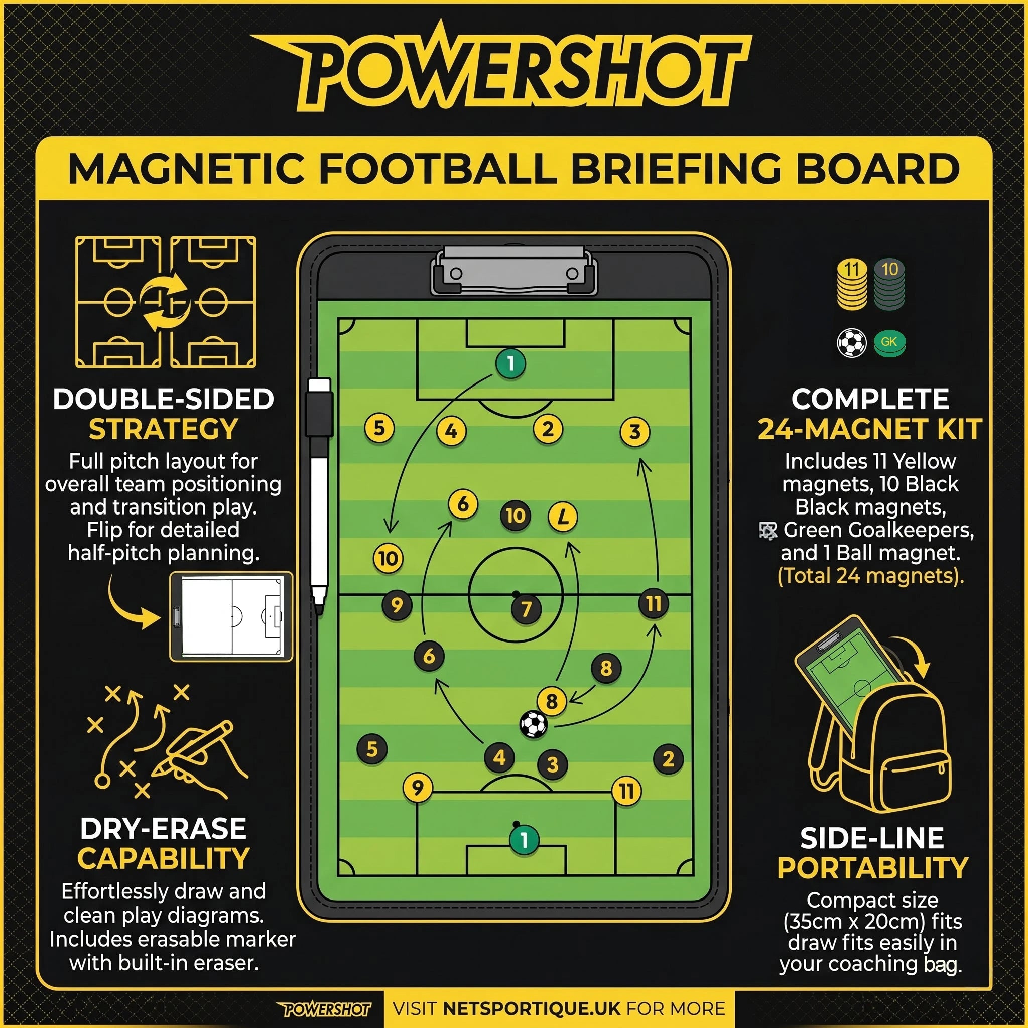 Panneau magnétique tactique de football 35x20 cm
