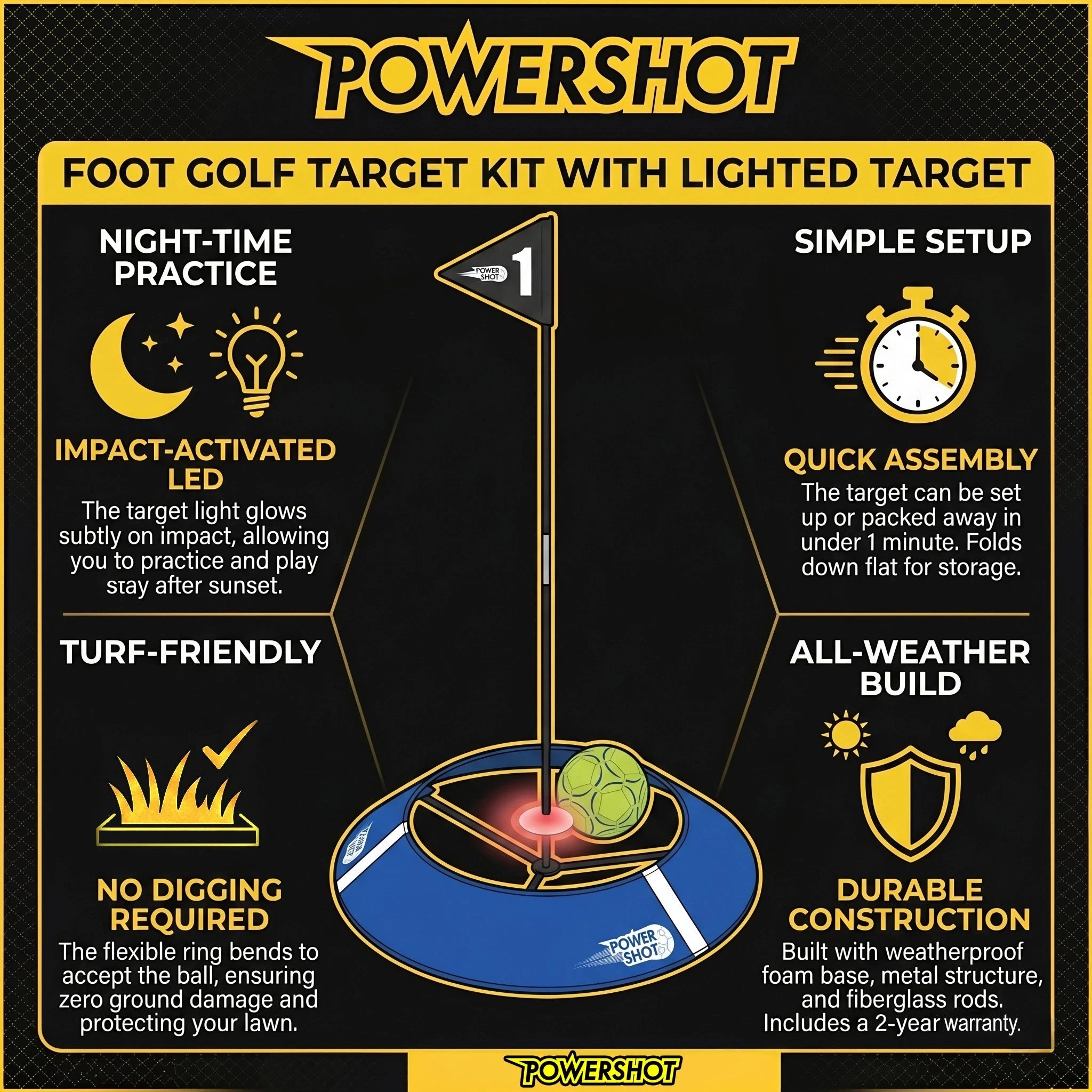 Kit de cible de FOOT GOLF avec cible lumineuse