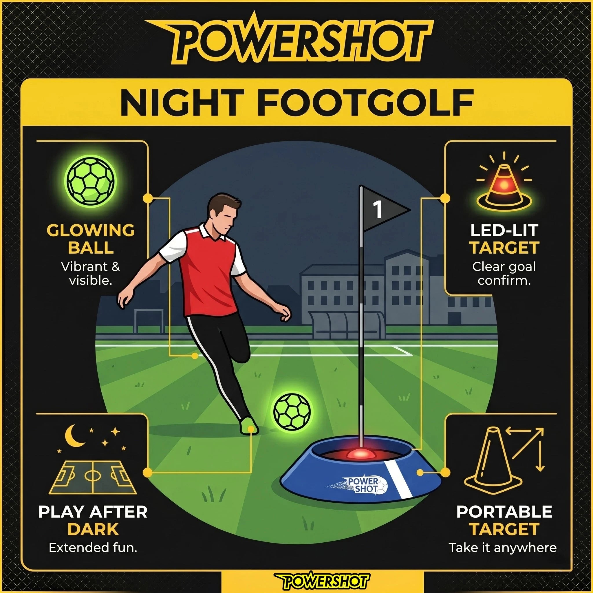 Kit de cible de FOOT GOLF avec cible lumineuse