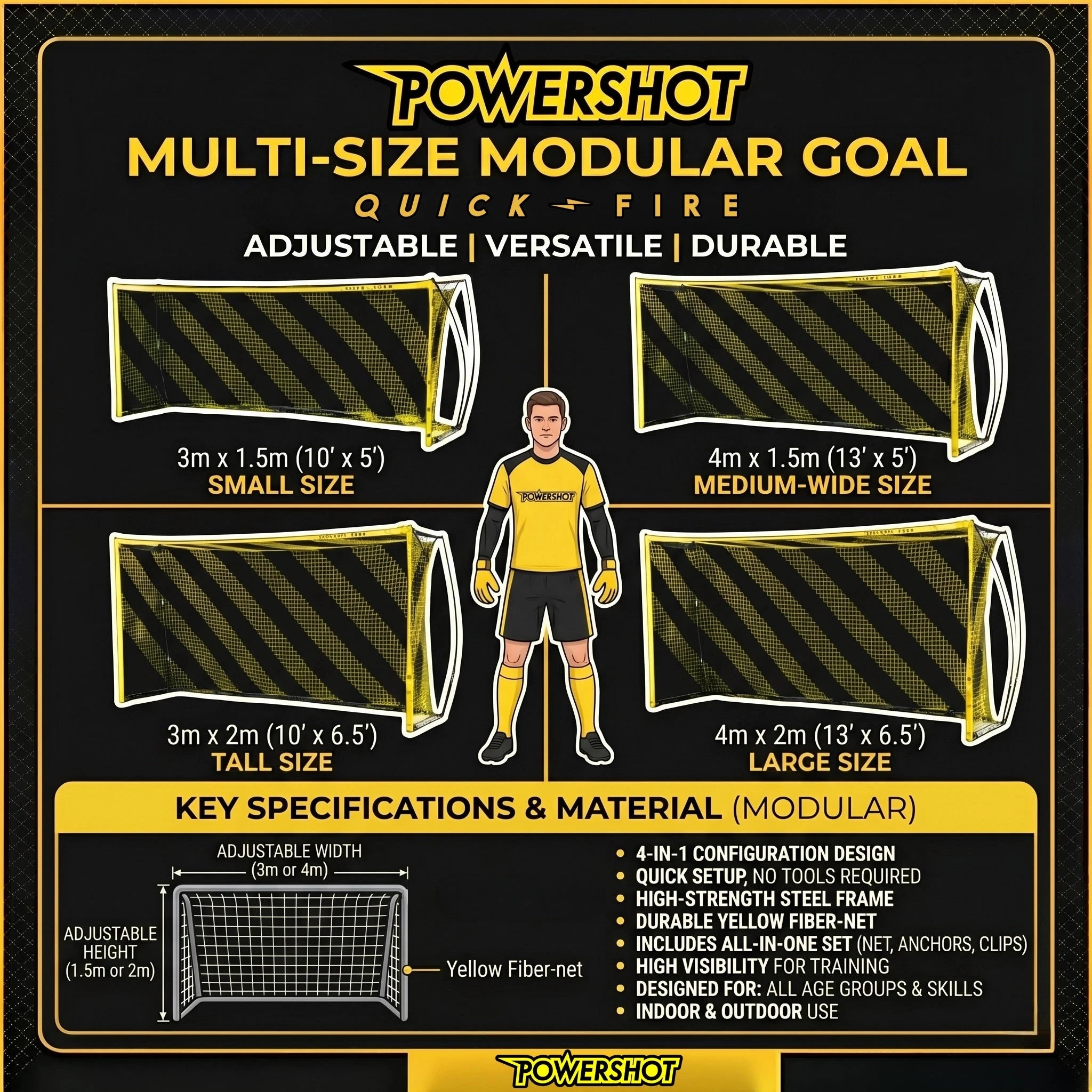 But de foot MULTI-SIZE - QuickFire® - 3 ou 4 m x 1,50 ou 2 m