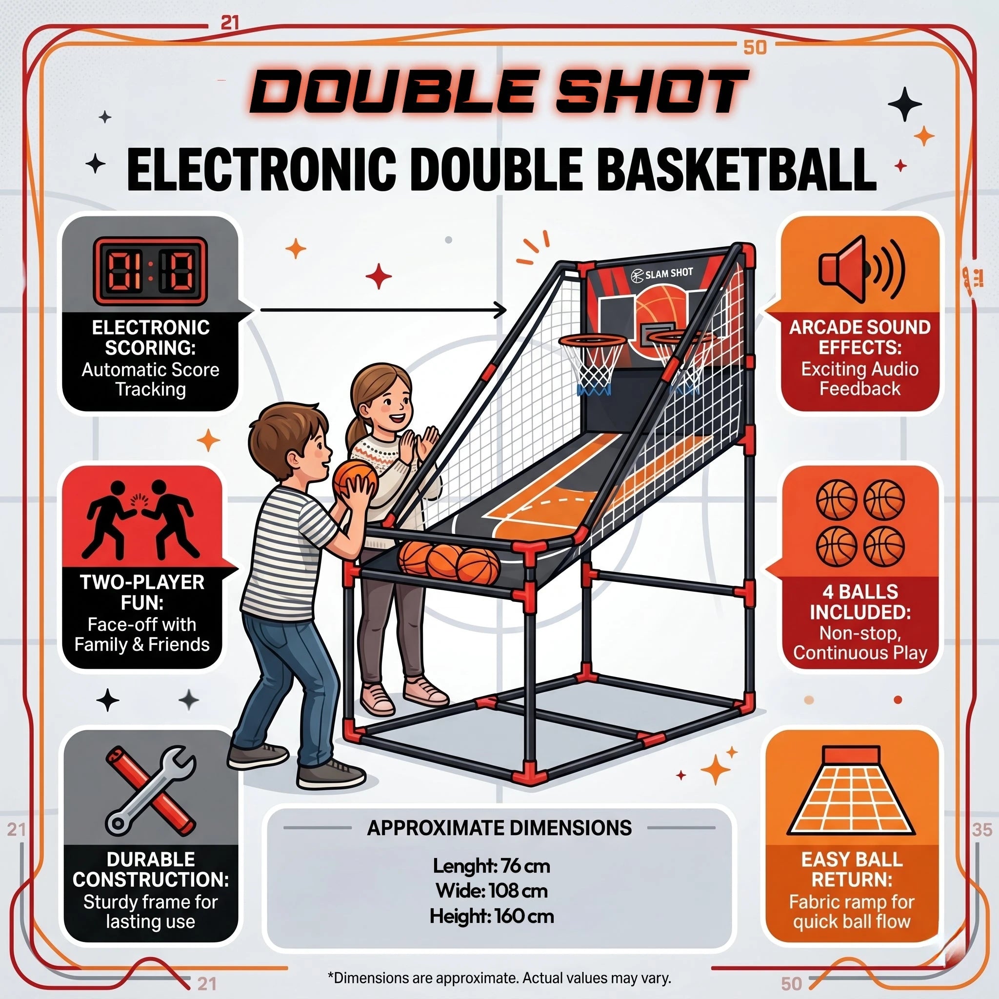 Jeu d'arcade de basketball à double panier