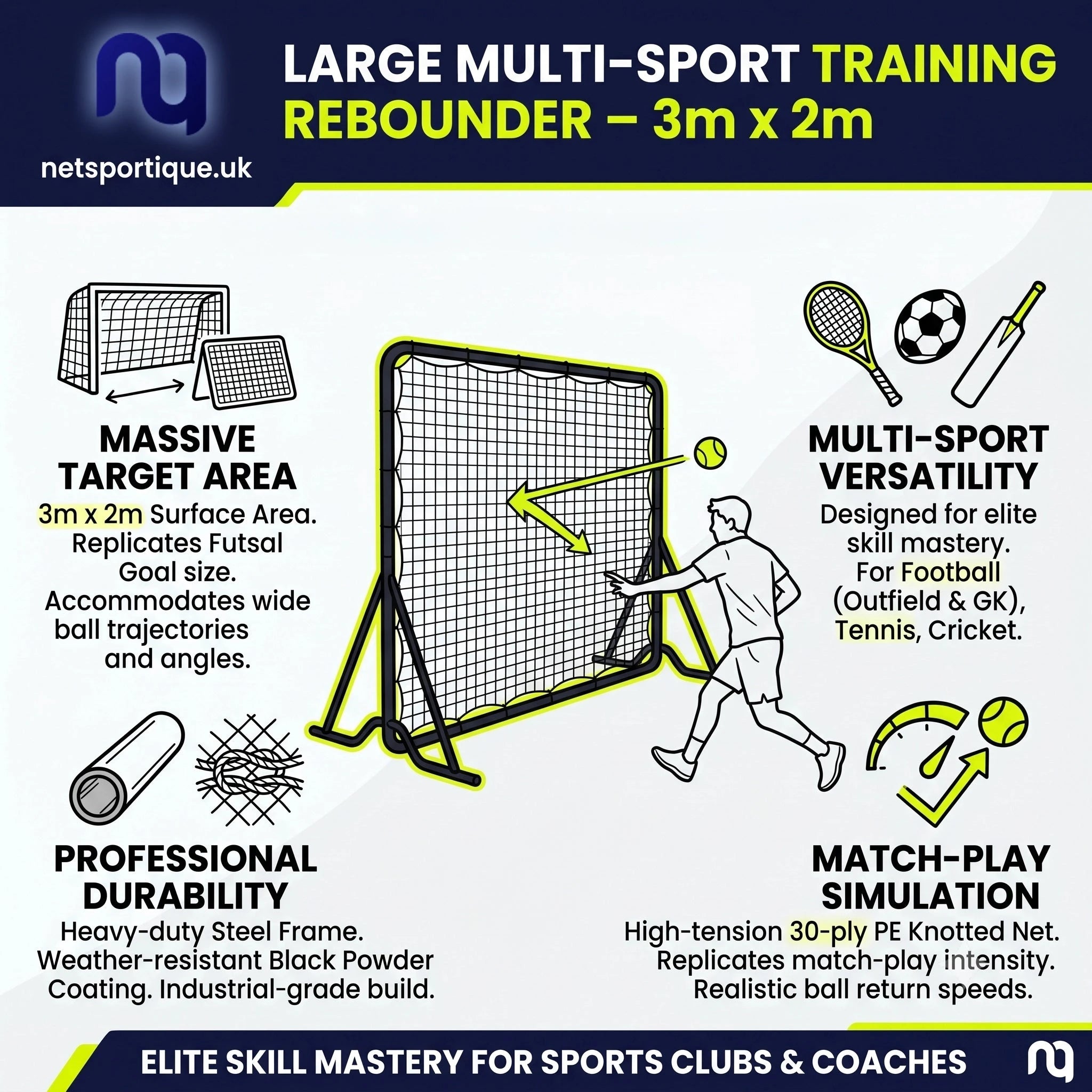 Large Rebounder, 3m x 2m x 1.2m