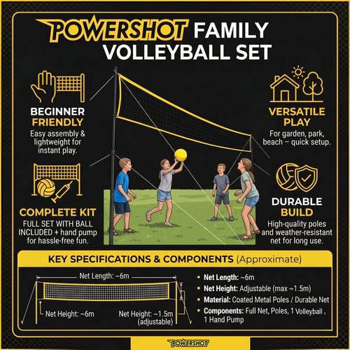 Set Volleyball 6m - Avec poteaux, filet, balle et pompe