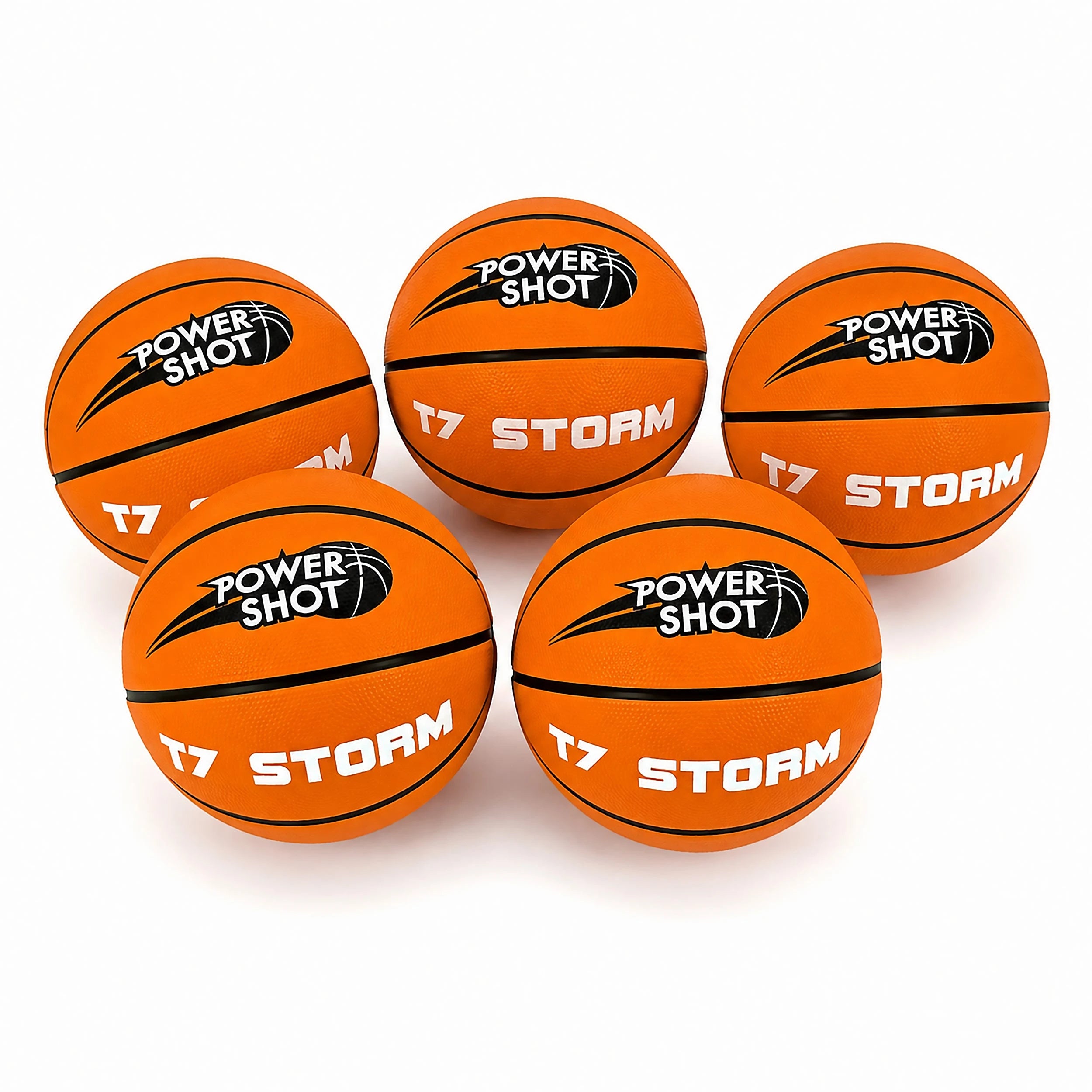 Lot de 5 ballons de basket Storm T7 - Pompe et sac de rangement OFFERTS