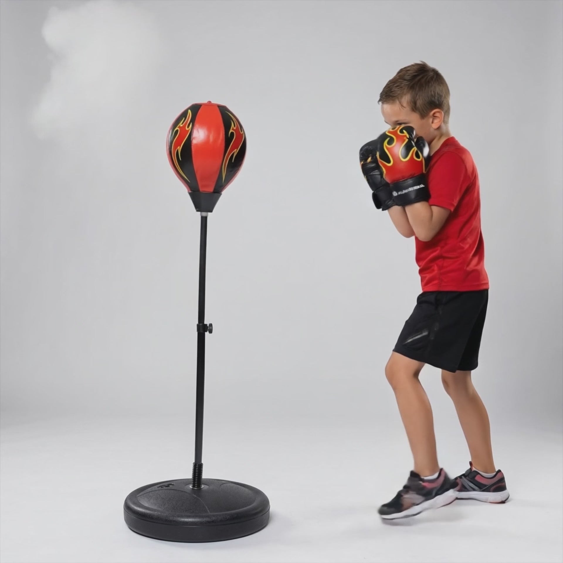Sac de frappe sur pied avec gants de boxe - Enfant